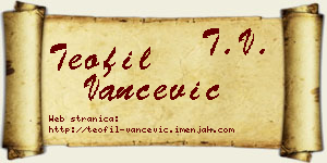 Teofil Vančević vizit kartica